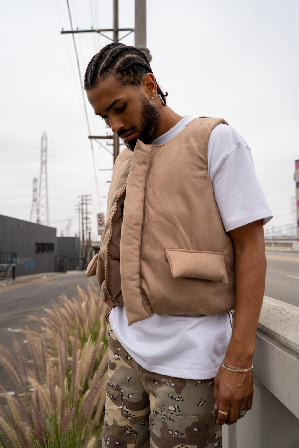 EPTM Suede Bubble Vest - Tan