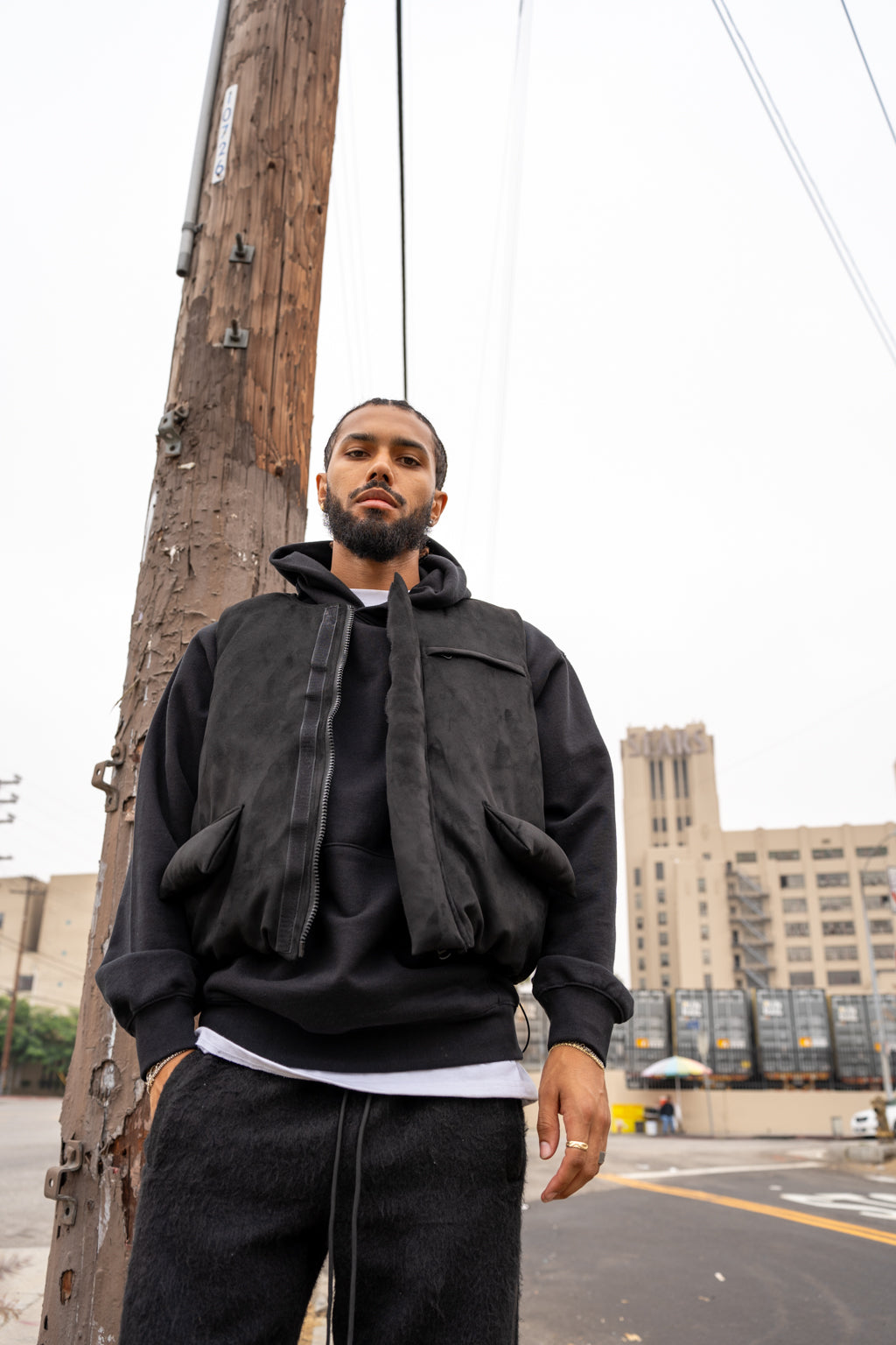 EPTM Suede Bubble Vest - Black