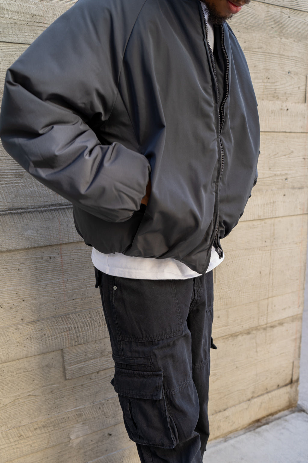 EPTM Capital Cropped Bomber - Charcoal