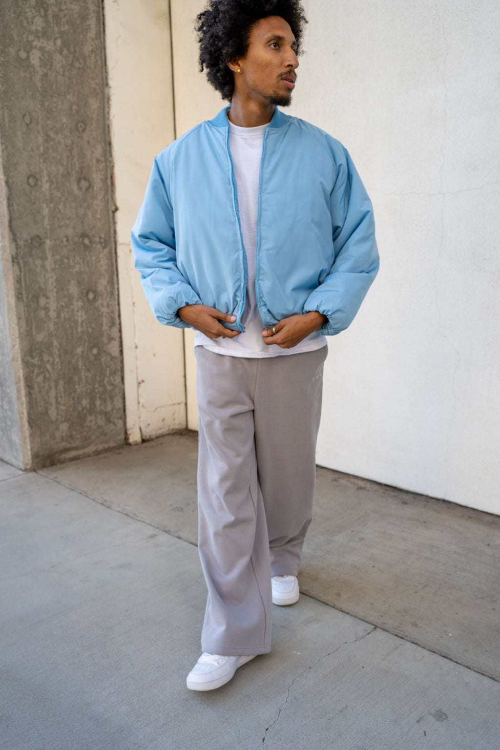 EPTM Capital Cropped Bomber - Sky Blue