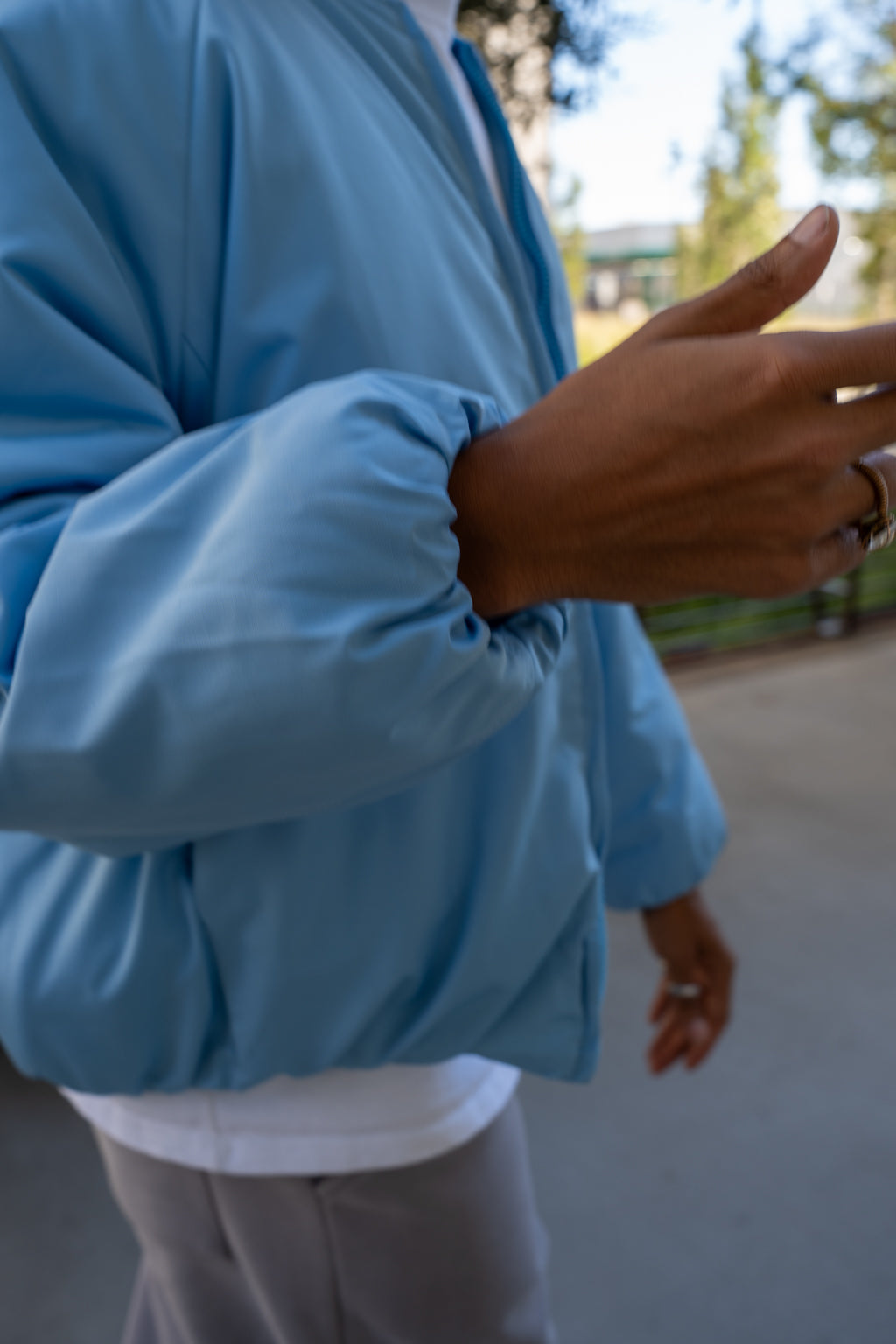 EPTM Capital Cropped Bomber - Sky Blue