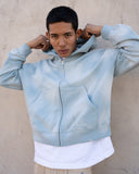 EPTM Sun Faded Cropped Zip Up Hoodie - Sky Blue