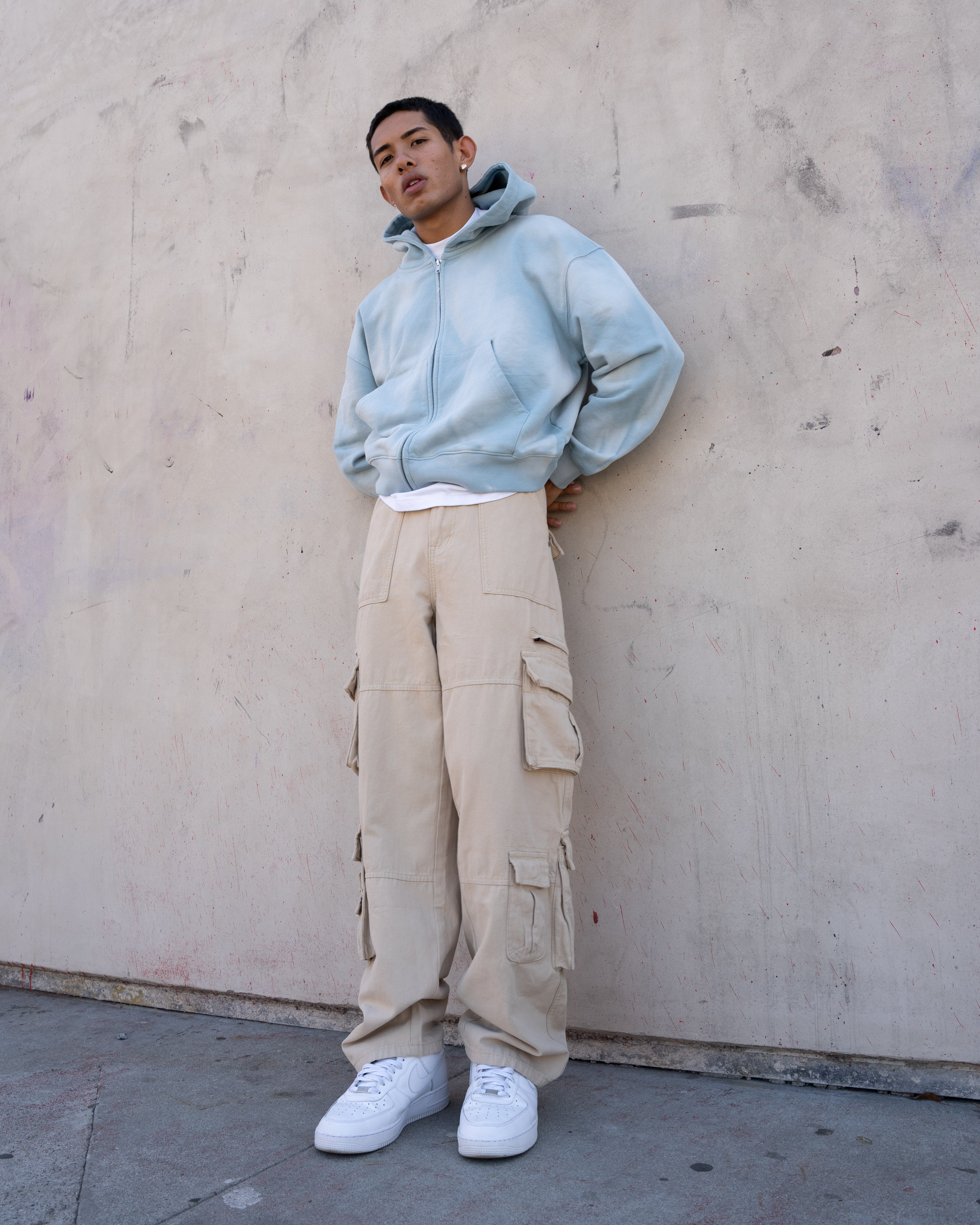 EPTM Sun Faded Cropped Zip Up Hoodie - Sky Blue