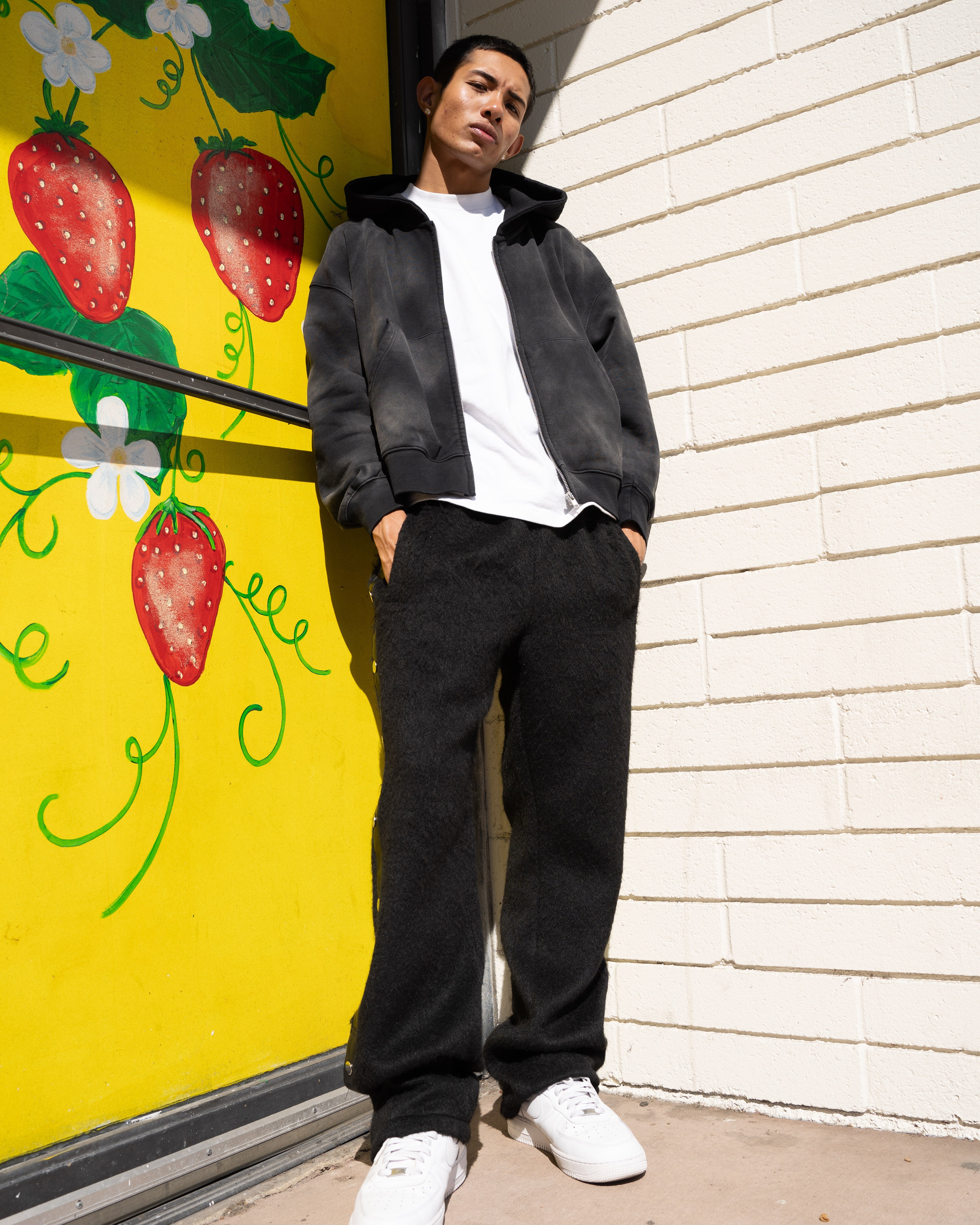 EPTM Sun Faded Cropped Zip Up Hoodie - Black