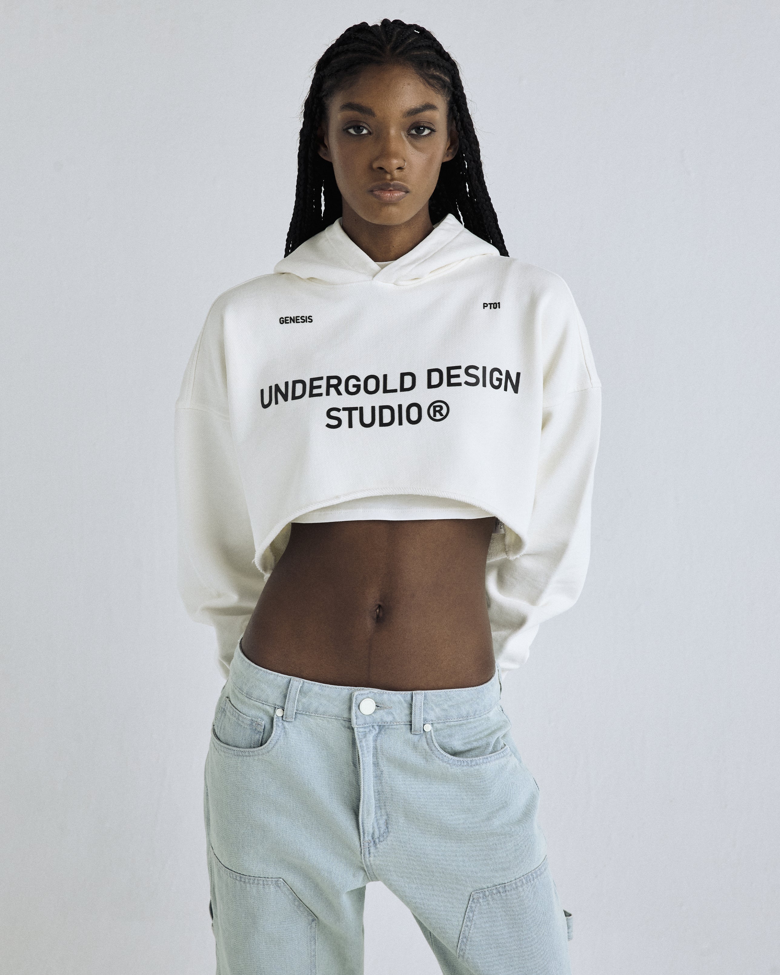 Genesis PT01 Basic Cropped Hoodie White