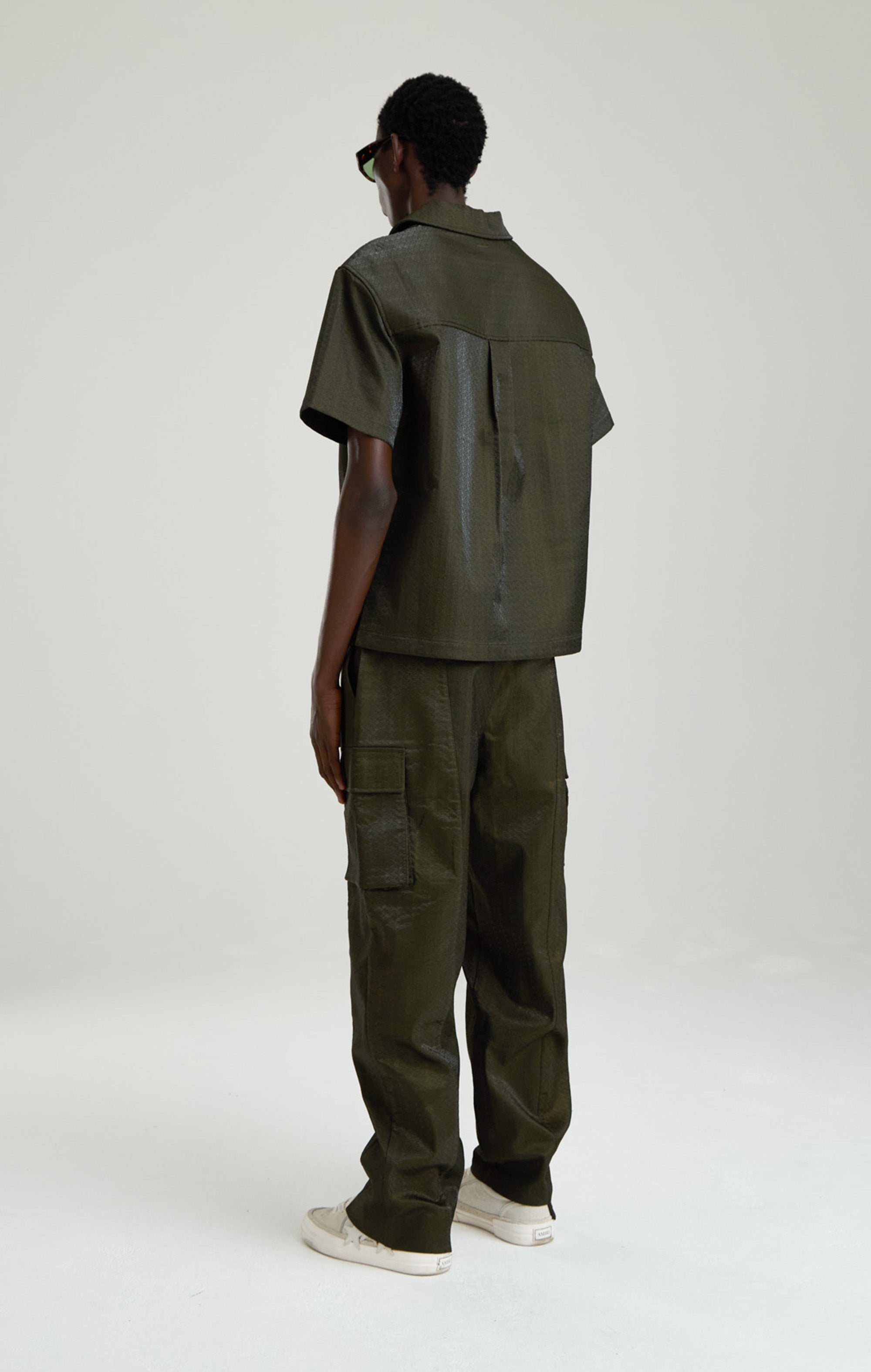 IRIDESCENT GREEN EMBROIDERED PANTS