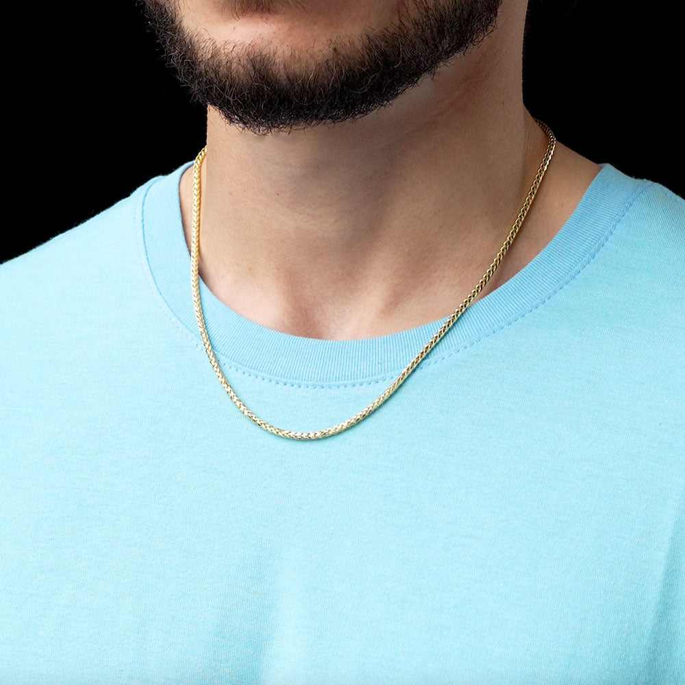 Solid Gold Palm Wheat Franco Chain Hollow