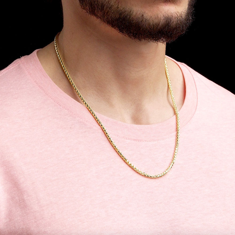 Solid Gold Palm Wheat Franco Chain Hollow