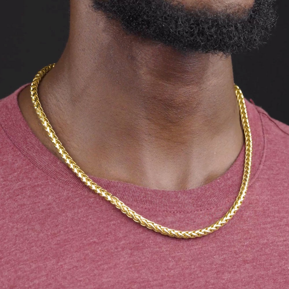 Solid Gold Palm Wheat Franco Chain Hollow