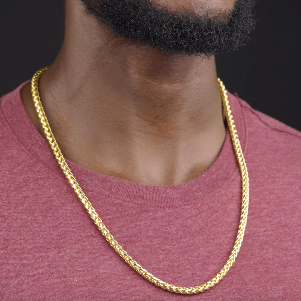 Solid Gold Palm Wheat Franco Chain Hollow