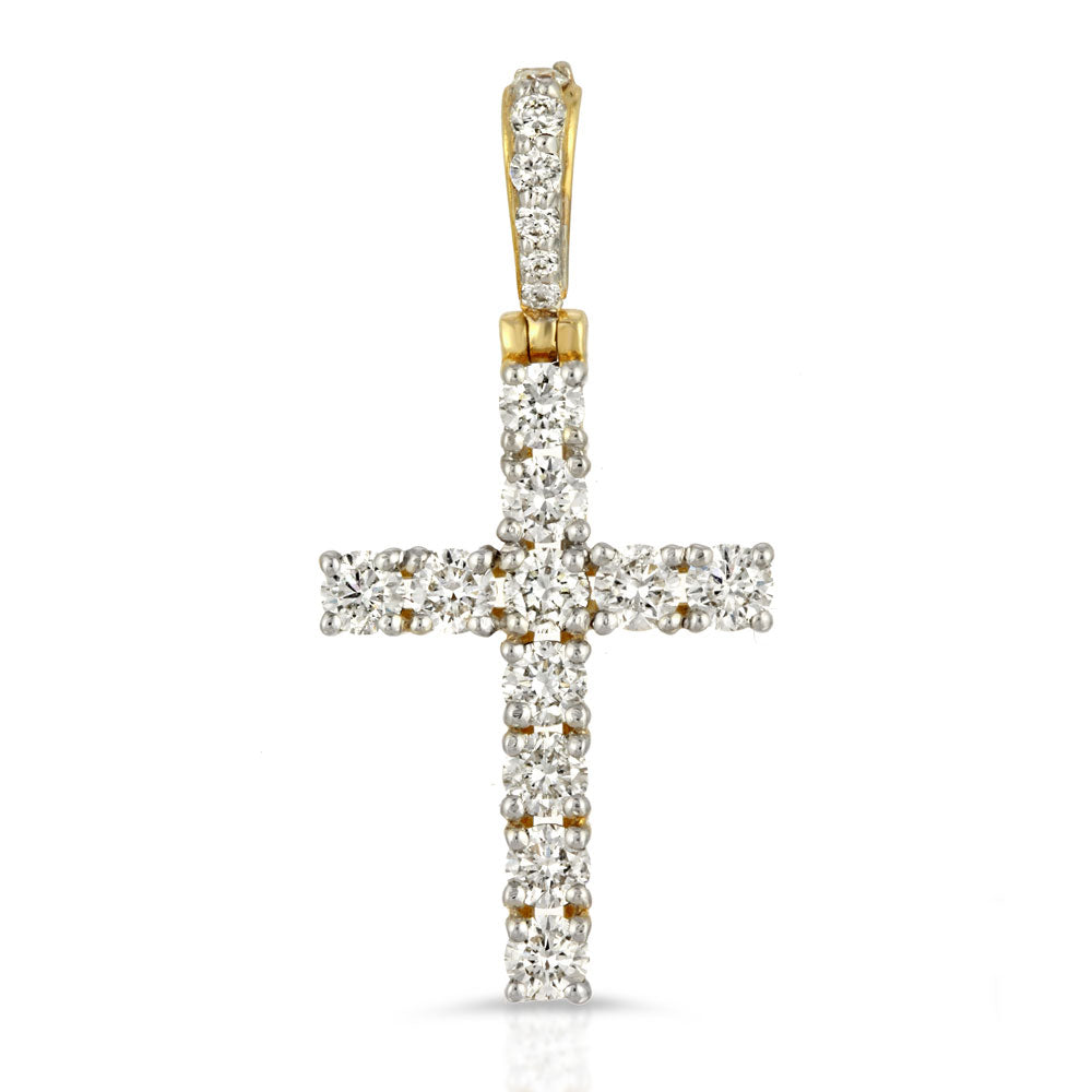 14k Solid Gold Diamond Cross Pendant (.80 CTW)