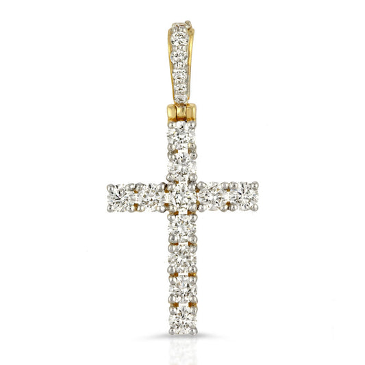 14k Solid Gold Diamond Cross Pendant (.80 CTW)