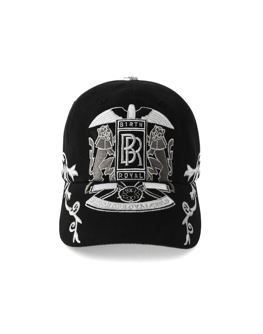 Double Lion Embroidered Baseball Cap-BLK