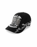 Double Lion Embroidered Baseball Cap-BLK