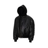 DONCARE(AFGK) "Leather hooded bomber jacket"