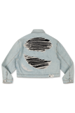 DISTRESSED DOUBLE DENIM JACKET