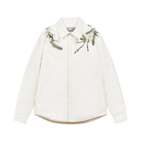 Minimalist Floral Embroidered Down Shirt