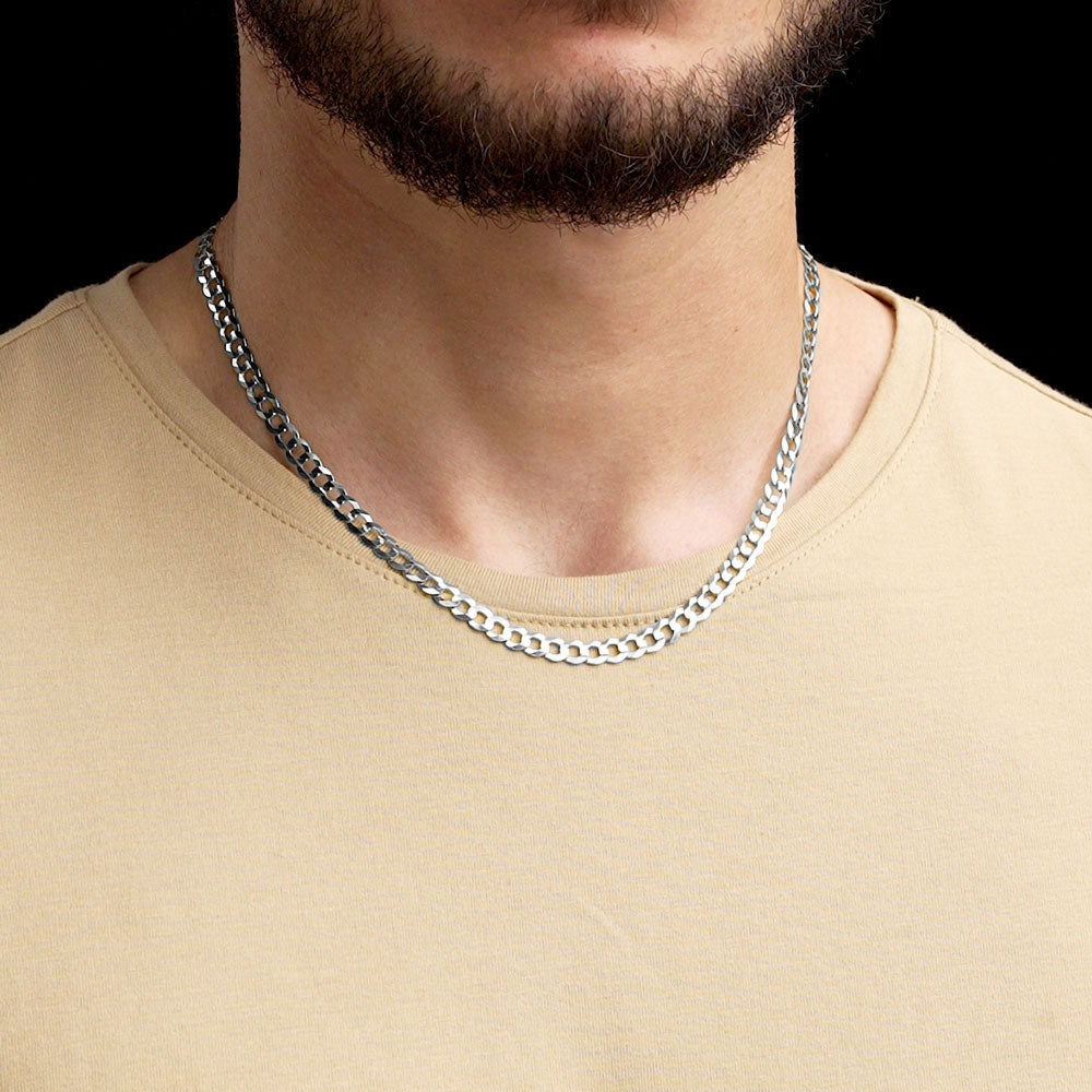 Italian Silver Curb Cuban Link Chain