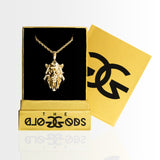 Lion Head Necklace Pendant & Rope Chain