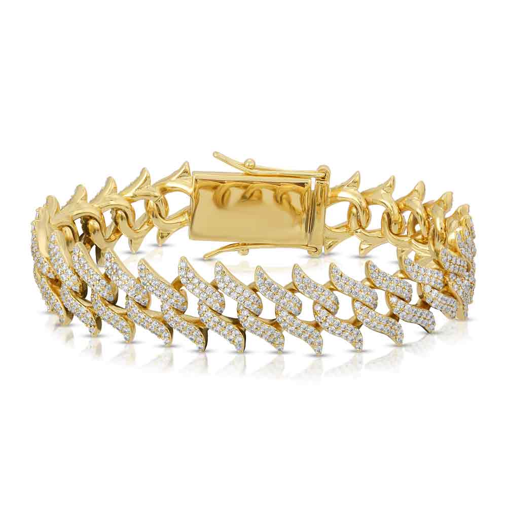 Diamond Spiked Laurel Cuban Bracelet