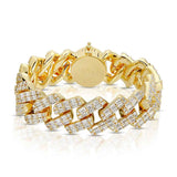 2 Row Diamond Baguette Cuban Bracelet 18mm