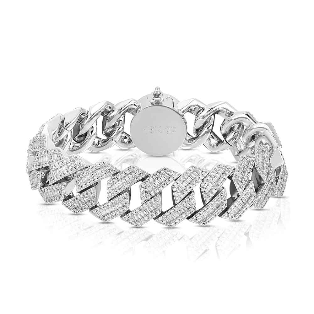 Diamond Baguette Straight Edge Cuban Bracelet 18mm