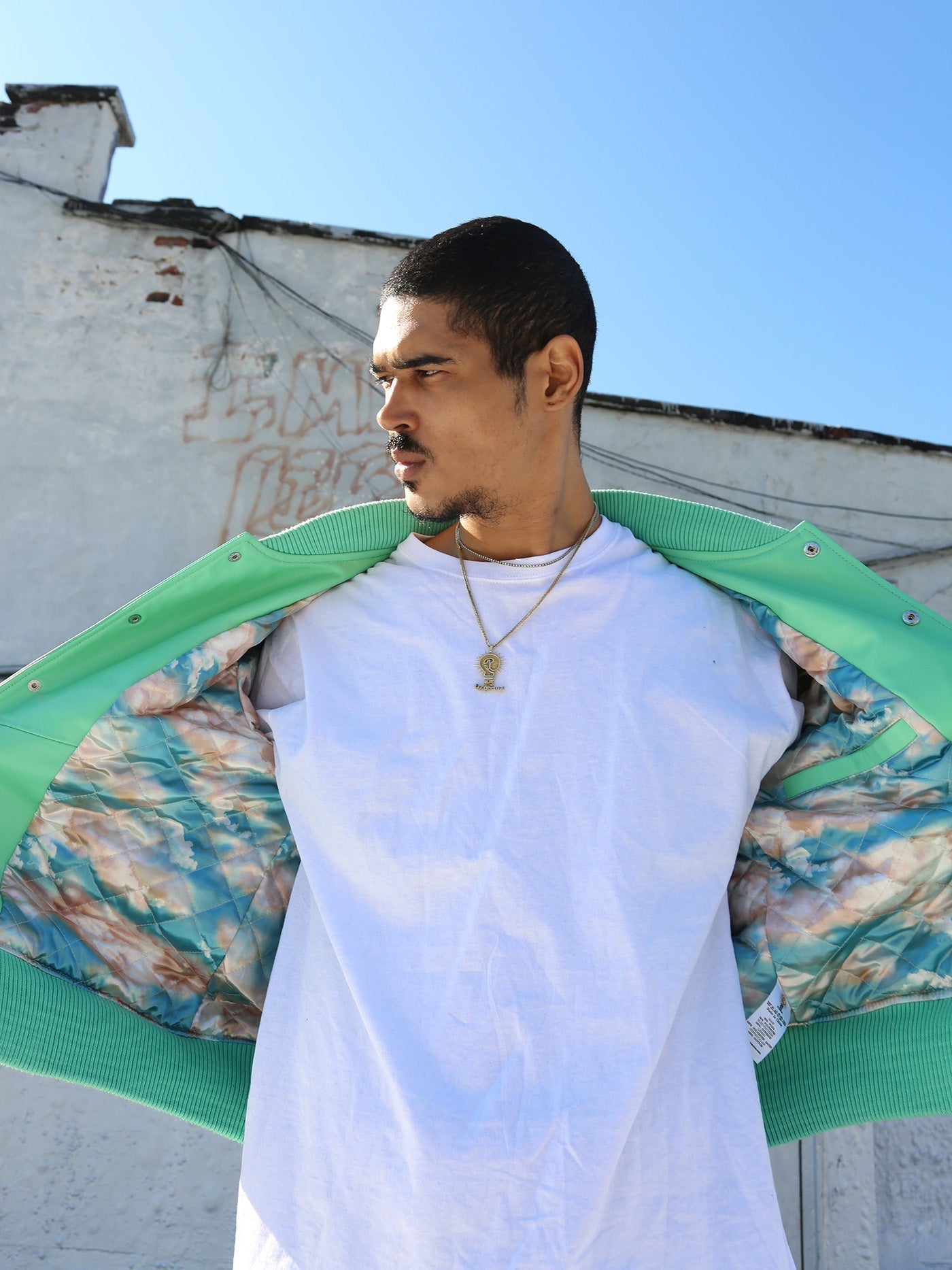 HOT AIR BALLON LEATHER JACKET | MINT GREEN