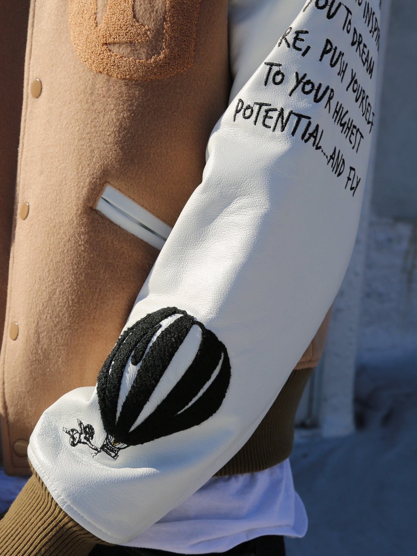 HOT AIR BALLON VARSITY JACKET | SAND