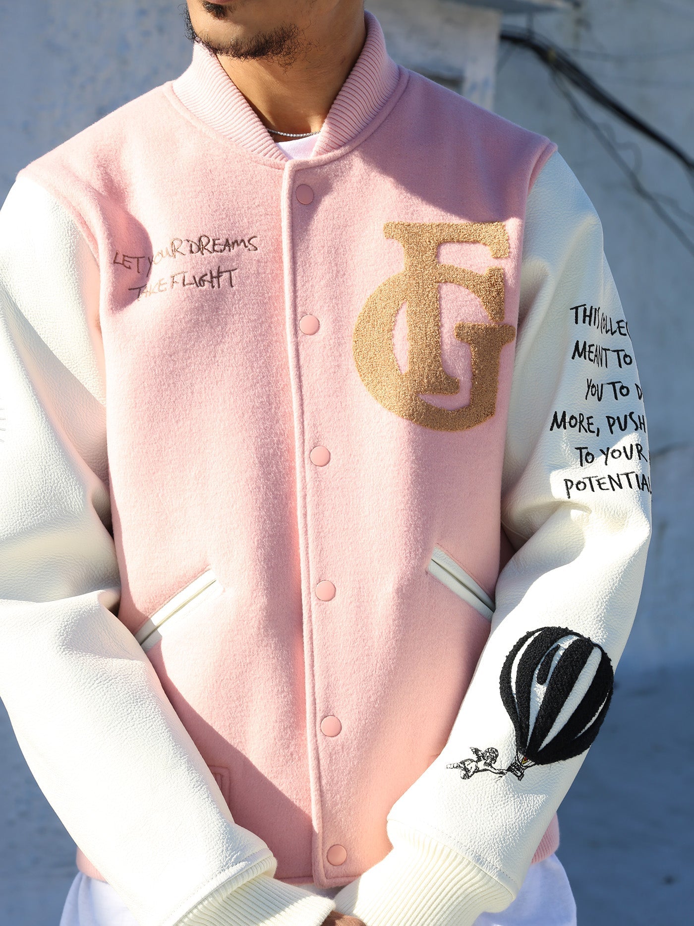 HOT AIR BALLON VARSITY JACKET | PINK