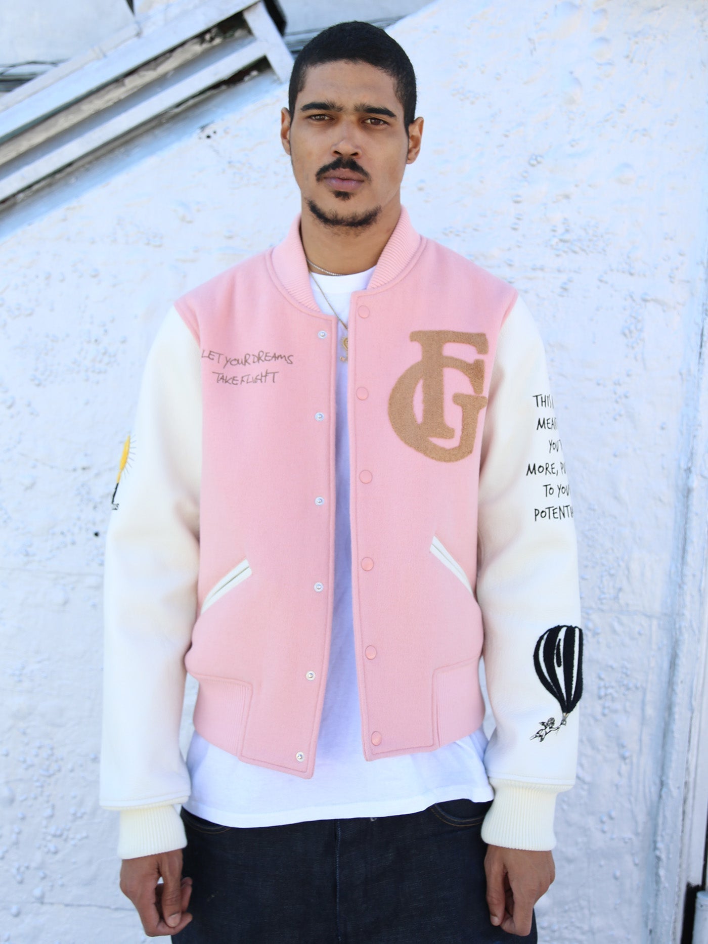 HOT AIR BALLON VARSITY JACKET | PINK