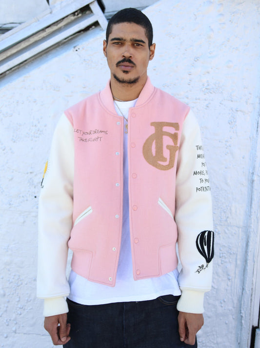 HOT AIR BALLON VARSITY JACKET | PINK