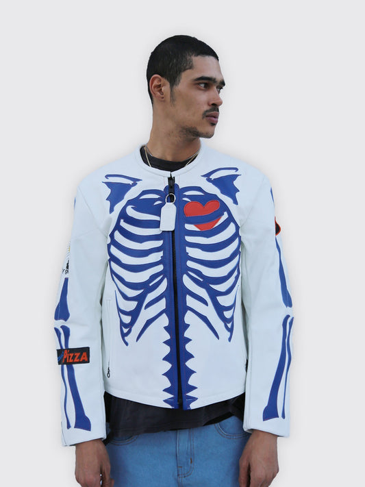SKELETON LEATHER JACKET | FG & SCARR'S PIZZA