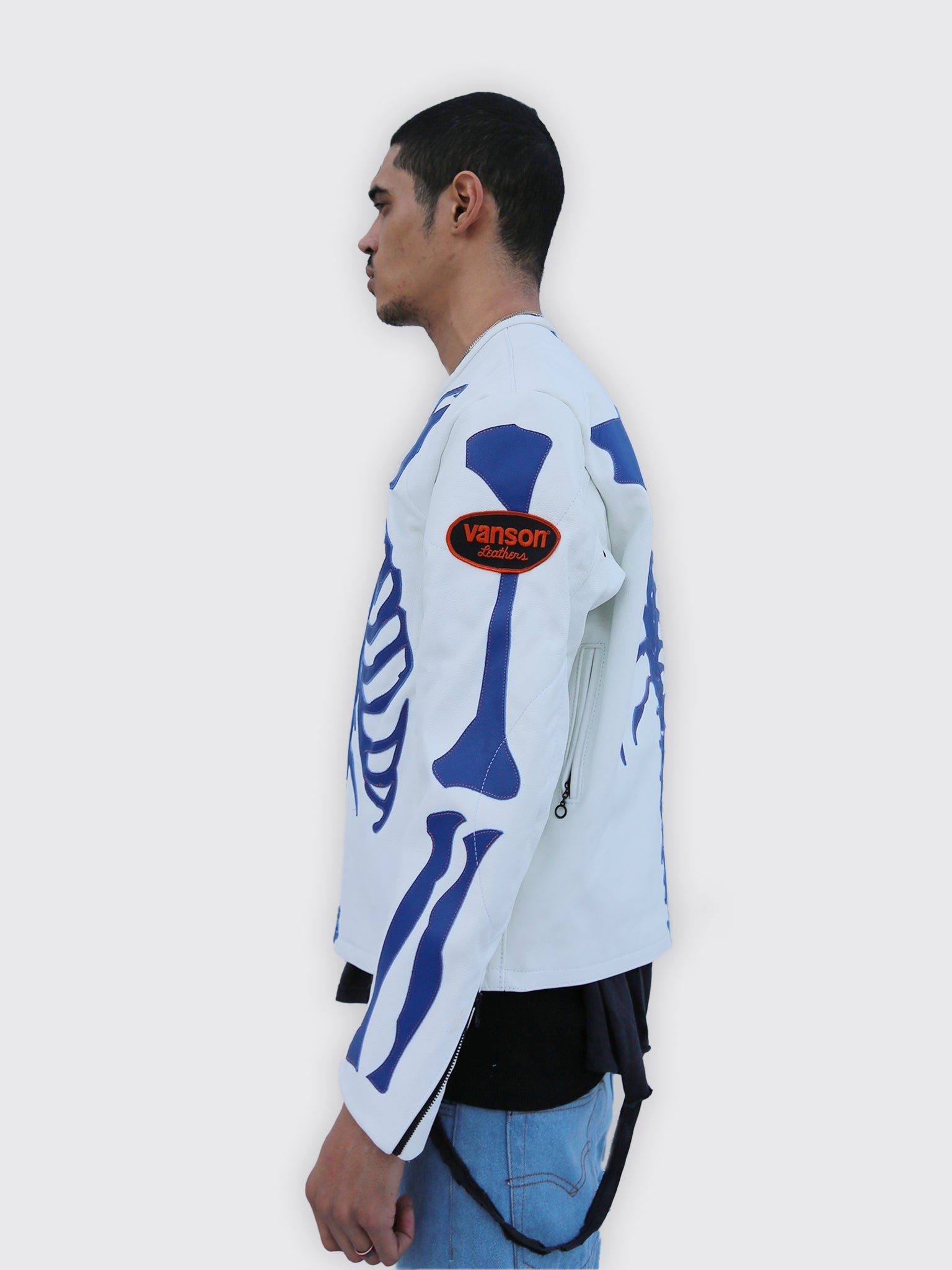 SKELETON LEATHER JACKET | FG & SCARR'S PIZZA