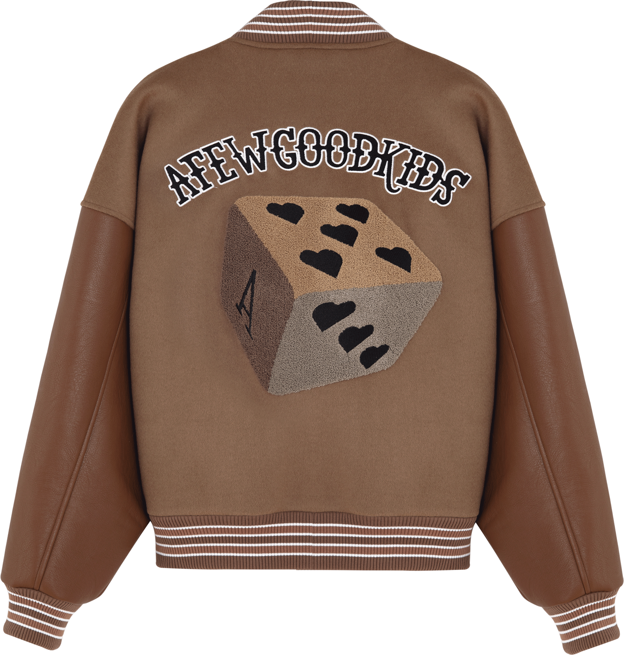 DONACARE(AFGK) "Dice Leather Varsity Jacket"