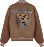 DONACARE(AFGK) "Dice Leather Varsity Jacket"