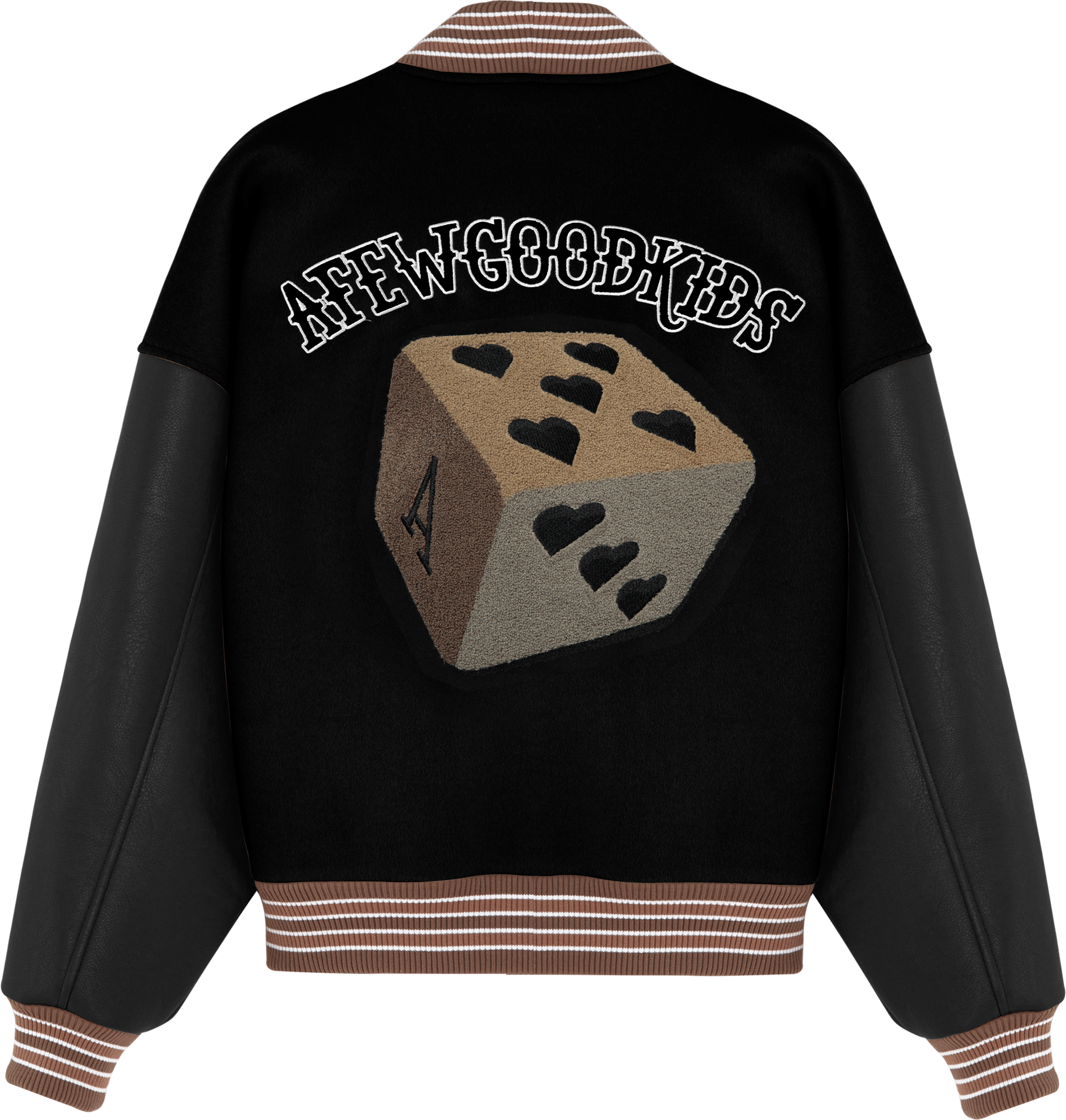 DONACARE(AFGK) "Dice Leather Varsity Jacket"