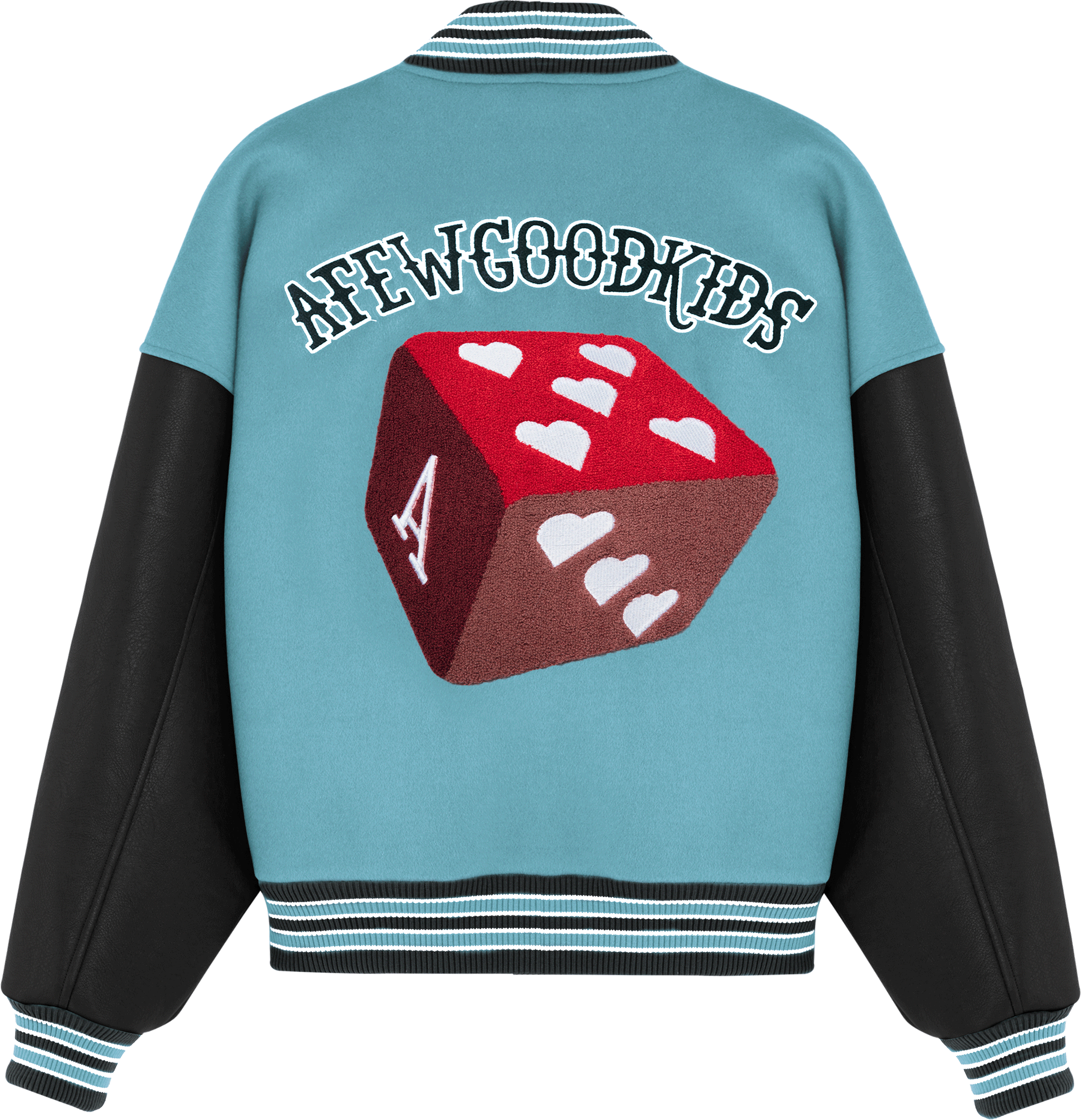 DONACARE(AFGK) "Dice Leather Varsity Jacket"