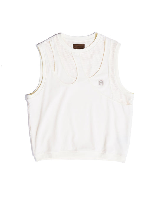 Fluid Layered Knit Tank In WHT