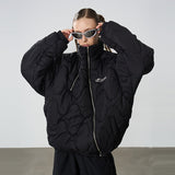 Quilted Pattern Irregular Zipper Down Jacket