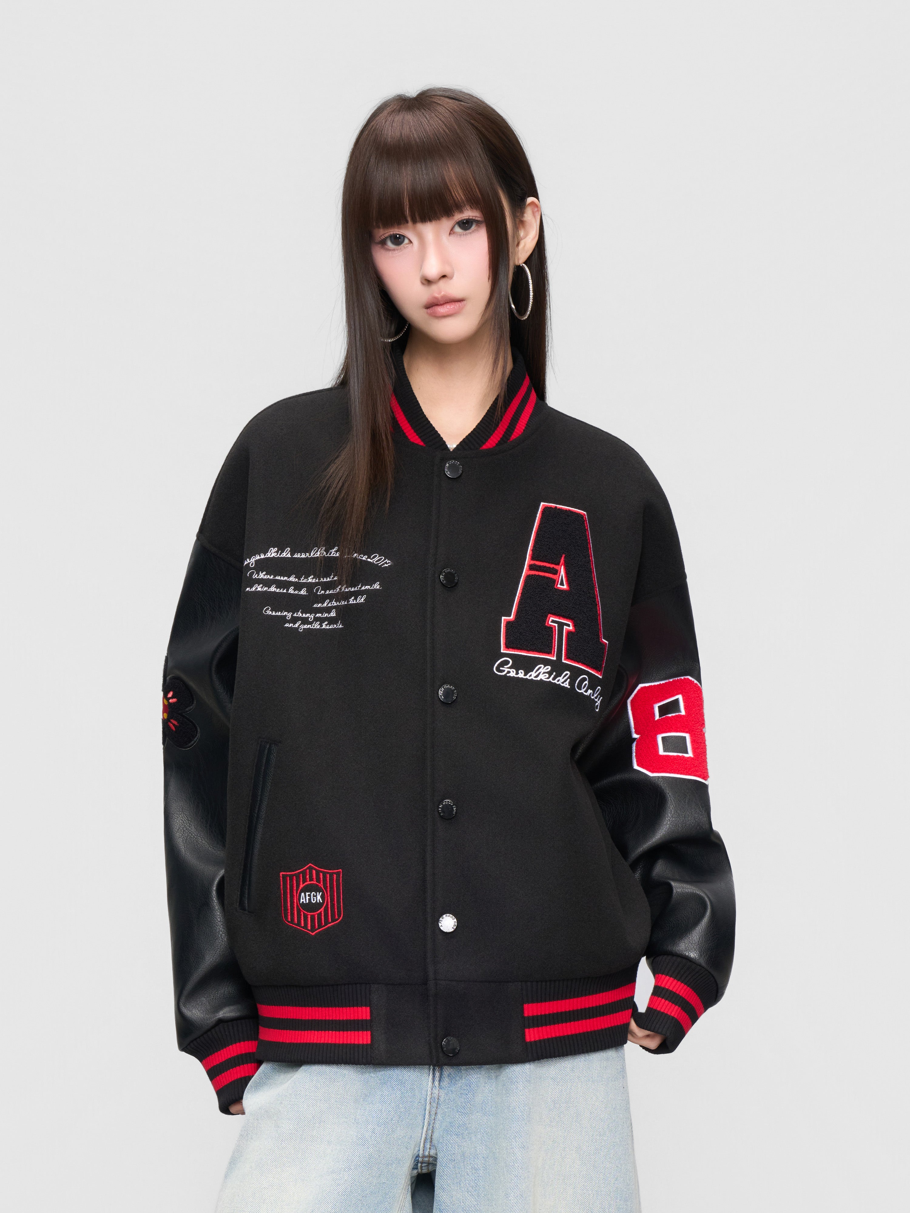 DONCARE(AFGK) "Logo badge varsity jacket"