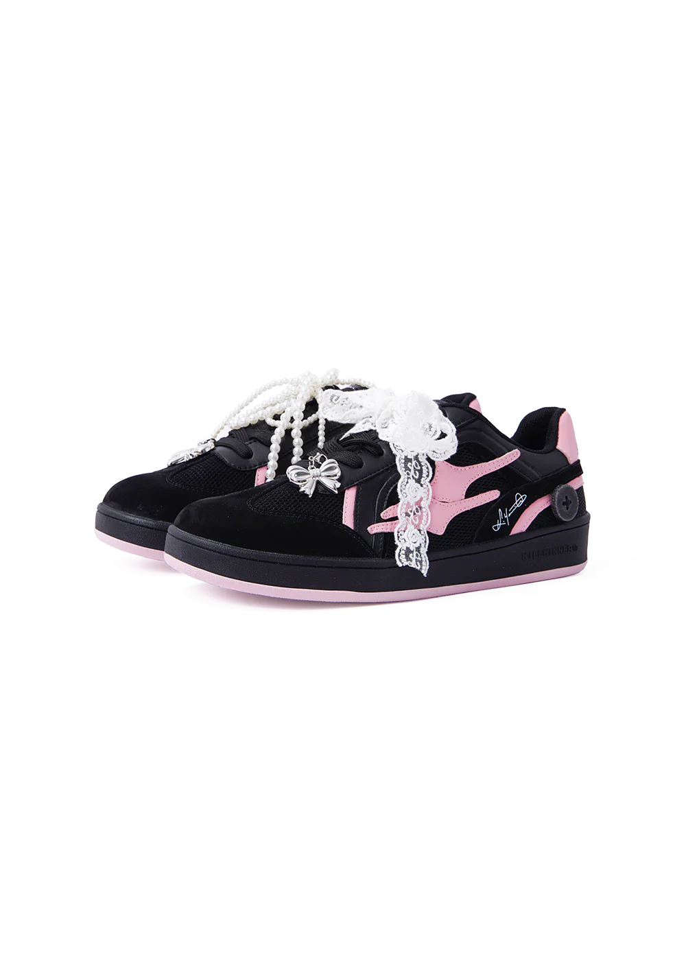 Retro Training Sneaker-Black Pink Bow