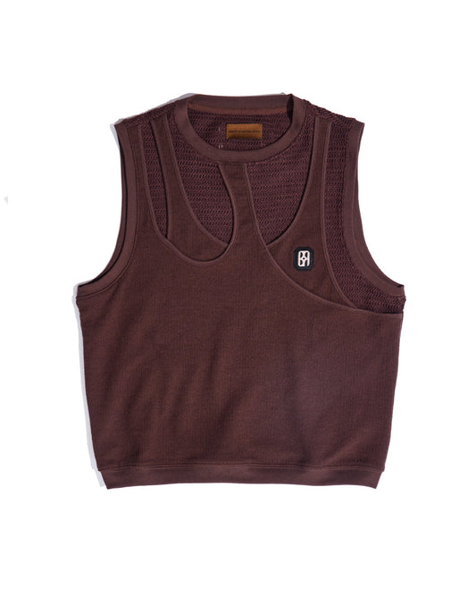 Fluid Layered Knit Tank In BRN