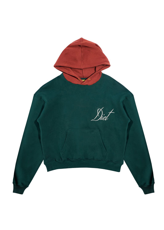 Script Two Tone Hoodie - Green