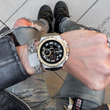 AM1053LB - AMBASSADOR SILVER & GOLD WATCH WITH LEATHER STRAP