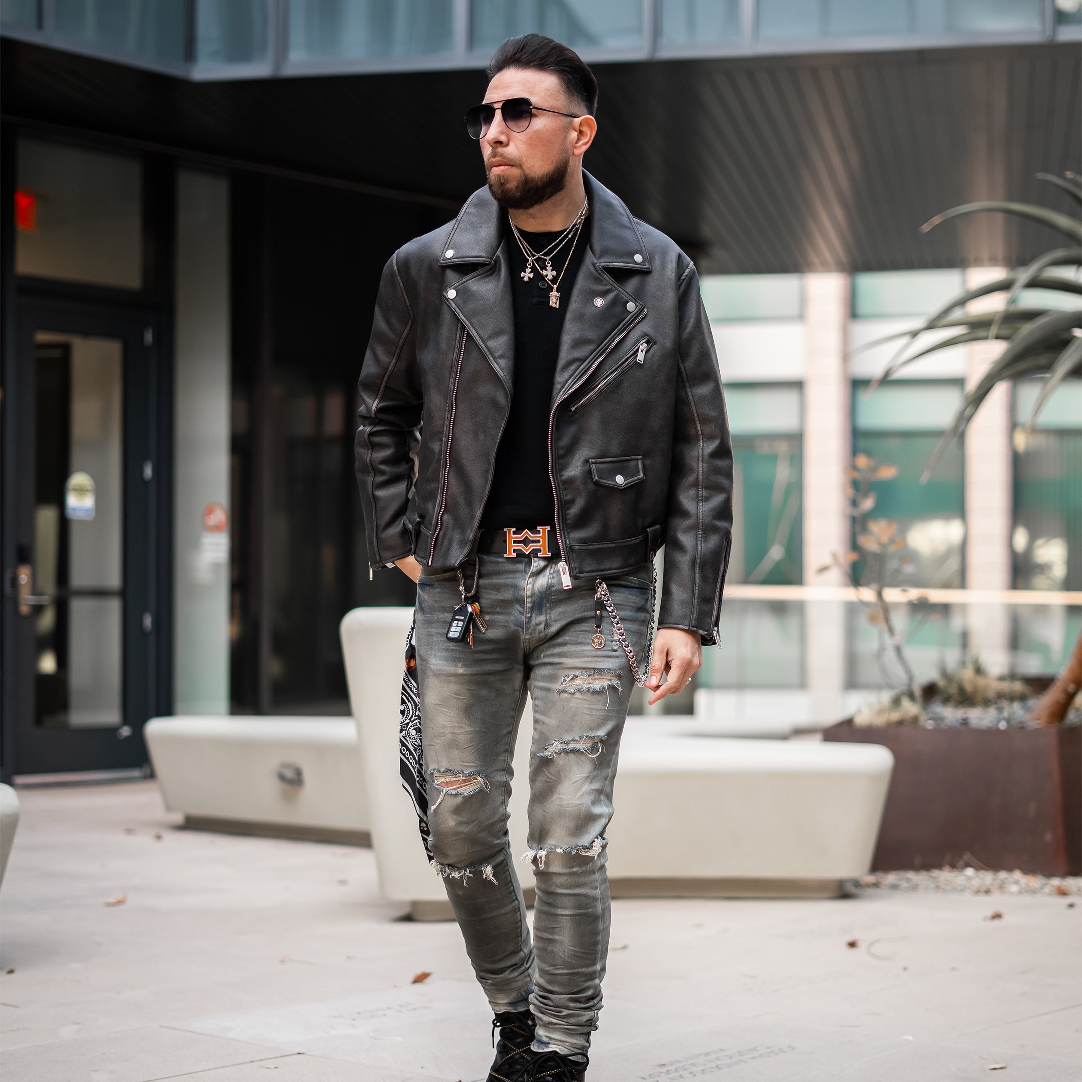 AM1053LB - AMBASSADOR SILVER & GOLD WATCH WITH LEATHER STRAP