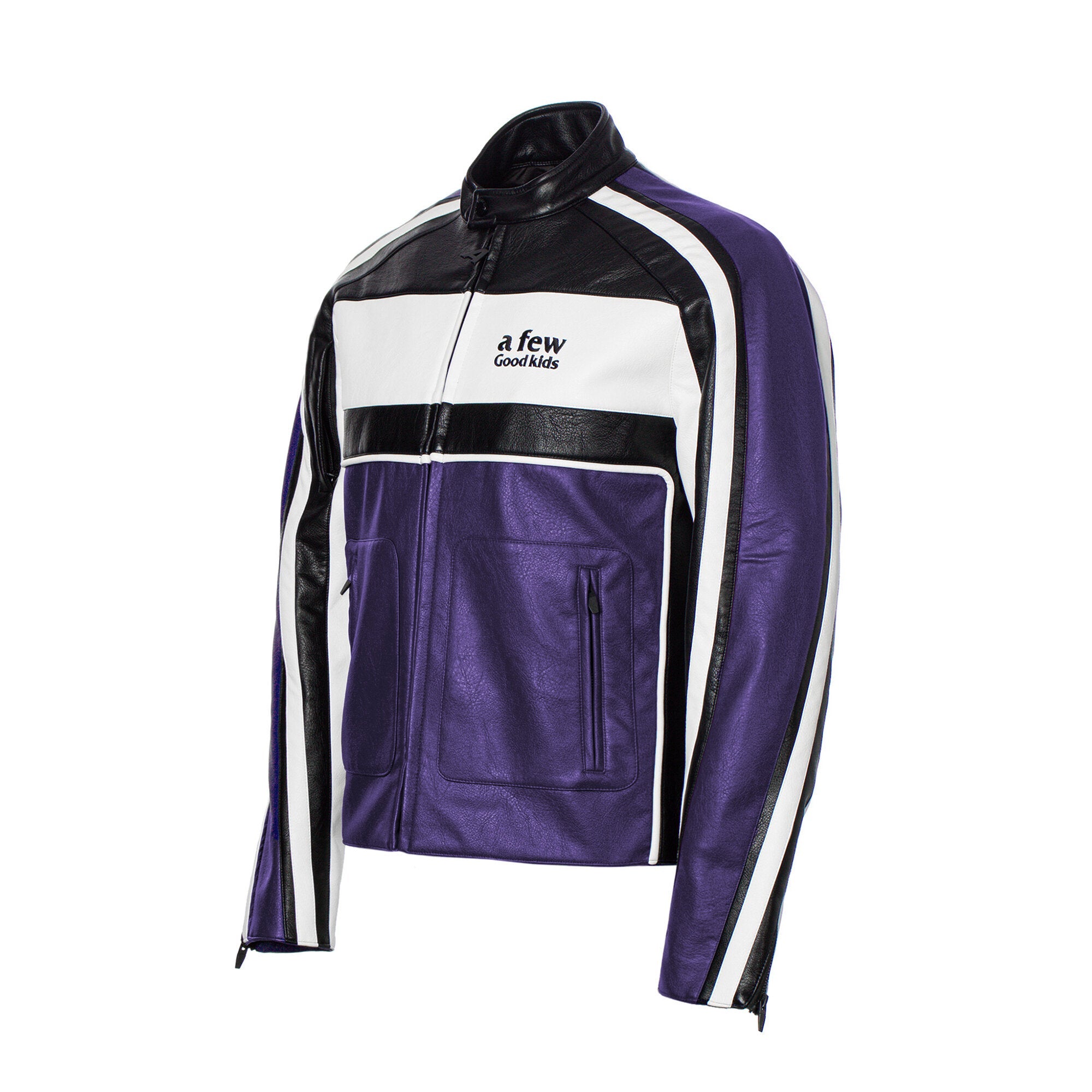 DONCARE (AFGK) "Panelled Biker Leather Jacket" - Purple