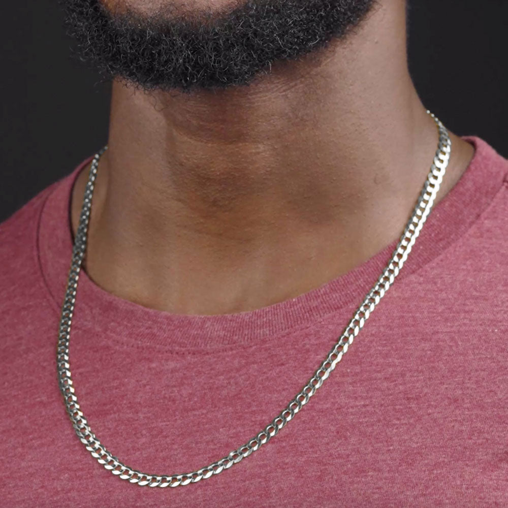 Italian Silver Curb Cuban Link Chain