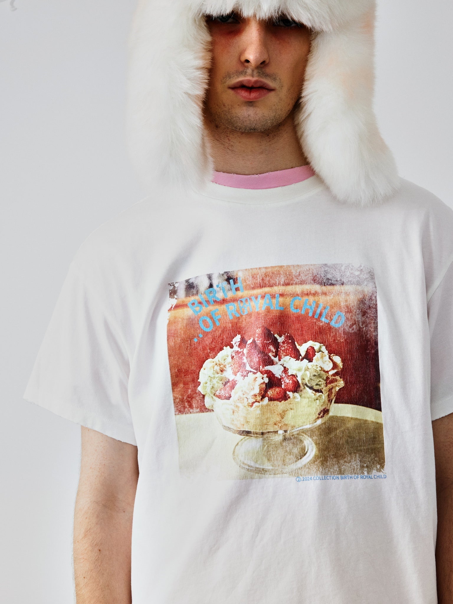 "Berry Is On Top" Tee in White Multi