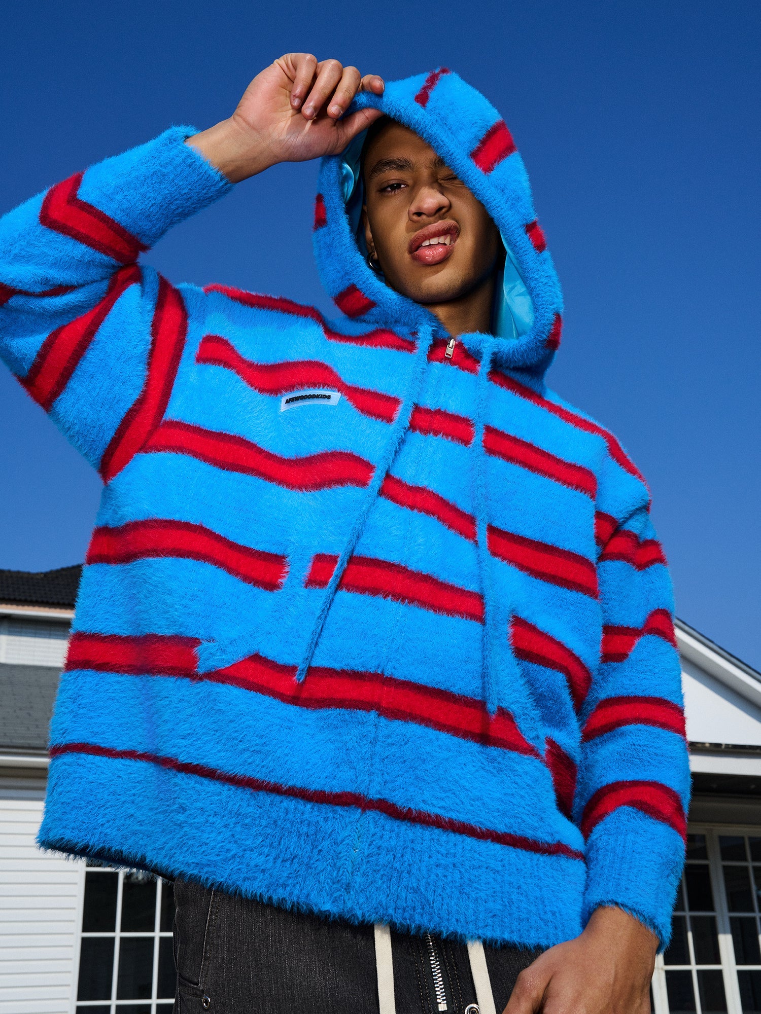 DONCARE(AFGK) "Stripe hooded jumper"