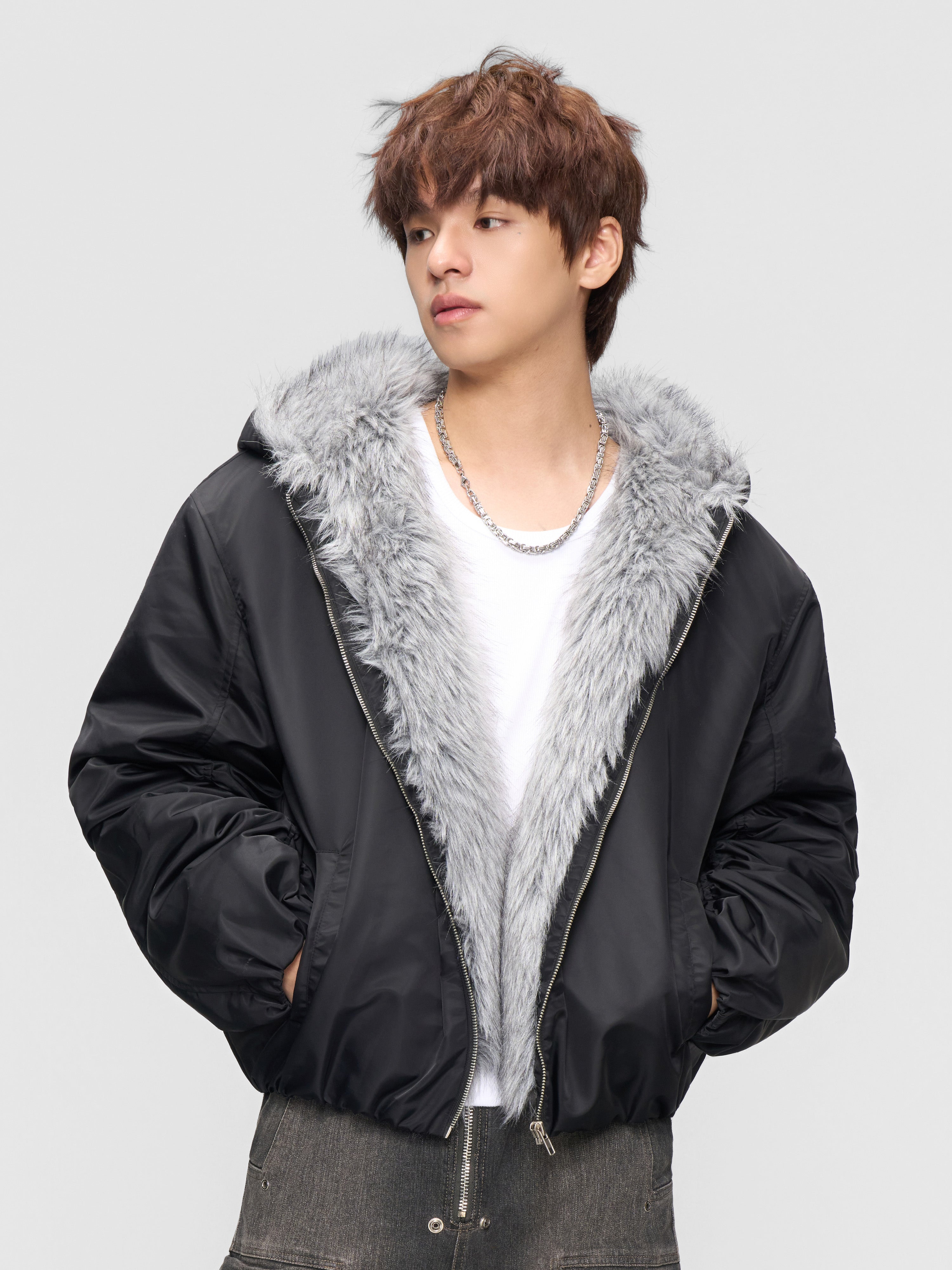 DONCARE(AFGK) "Fur trimmed hooded jacket"